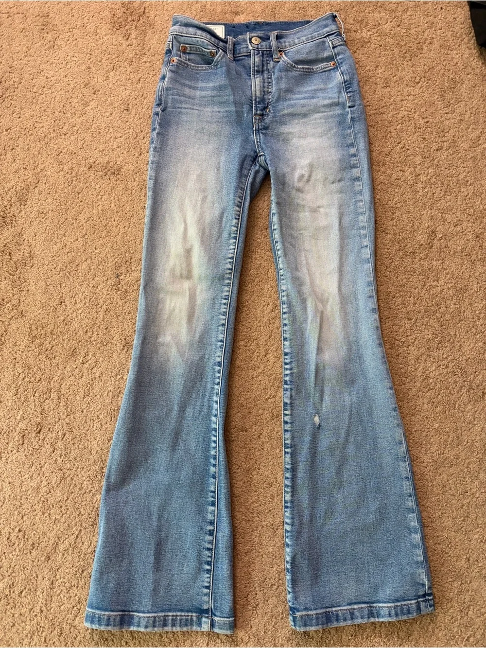 GAP Flare High Rise Blue Light Wash Denim Jeans 24 Waist 00 - Picture 2 of 7